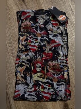 Harley-Davidson Black Tattoo Printed Scarf - New With Tags